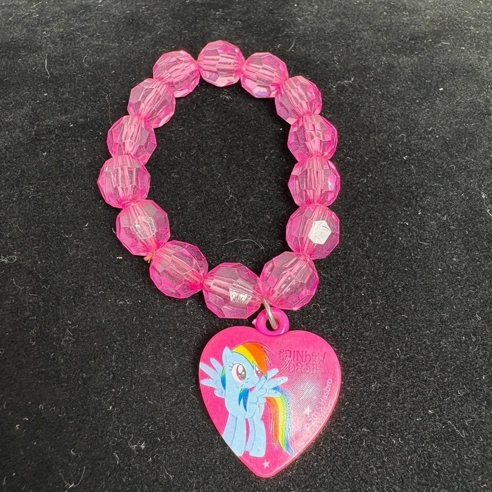 My Little Pony Pink Beaded Bracelet with Rainbow Dash Charm